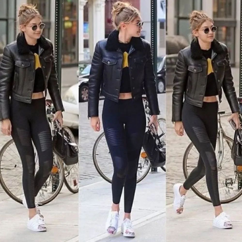 Alo Yoga High Waist Crackle Moto Leggings